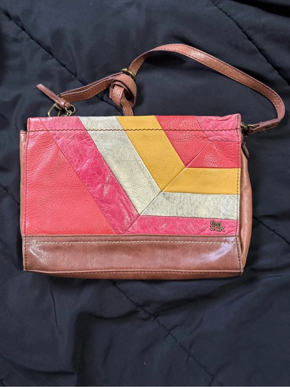 The Sak Colorblock Leather Clutch - Pink, Yellow, Cream & Brown